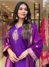 Rare Looking Partywear Purple Colour Salwar Suit